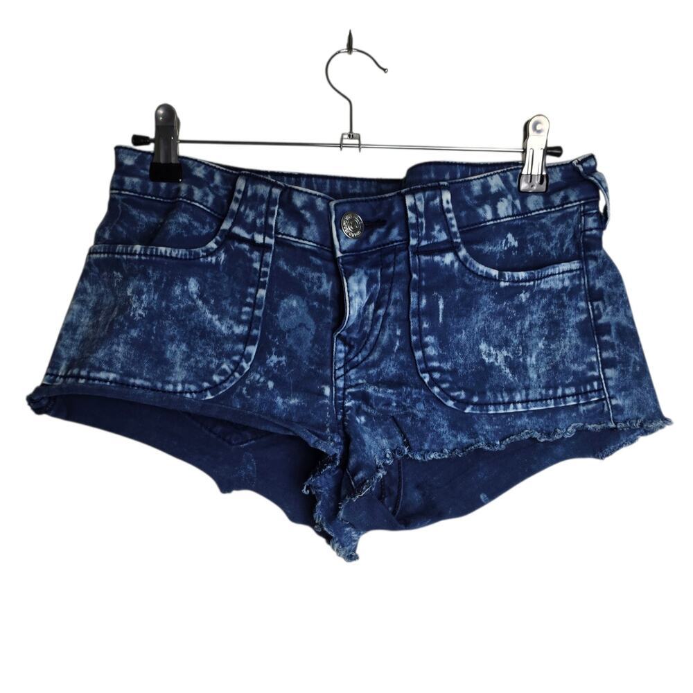 Y2K True Religion Cutoff Concept Micro Mini Low Rise Shorty Shorts Blue Size 28